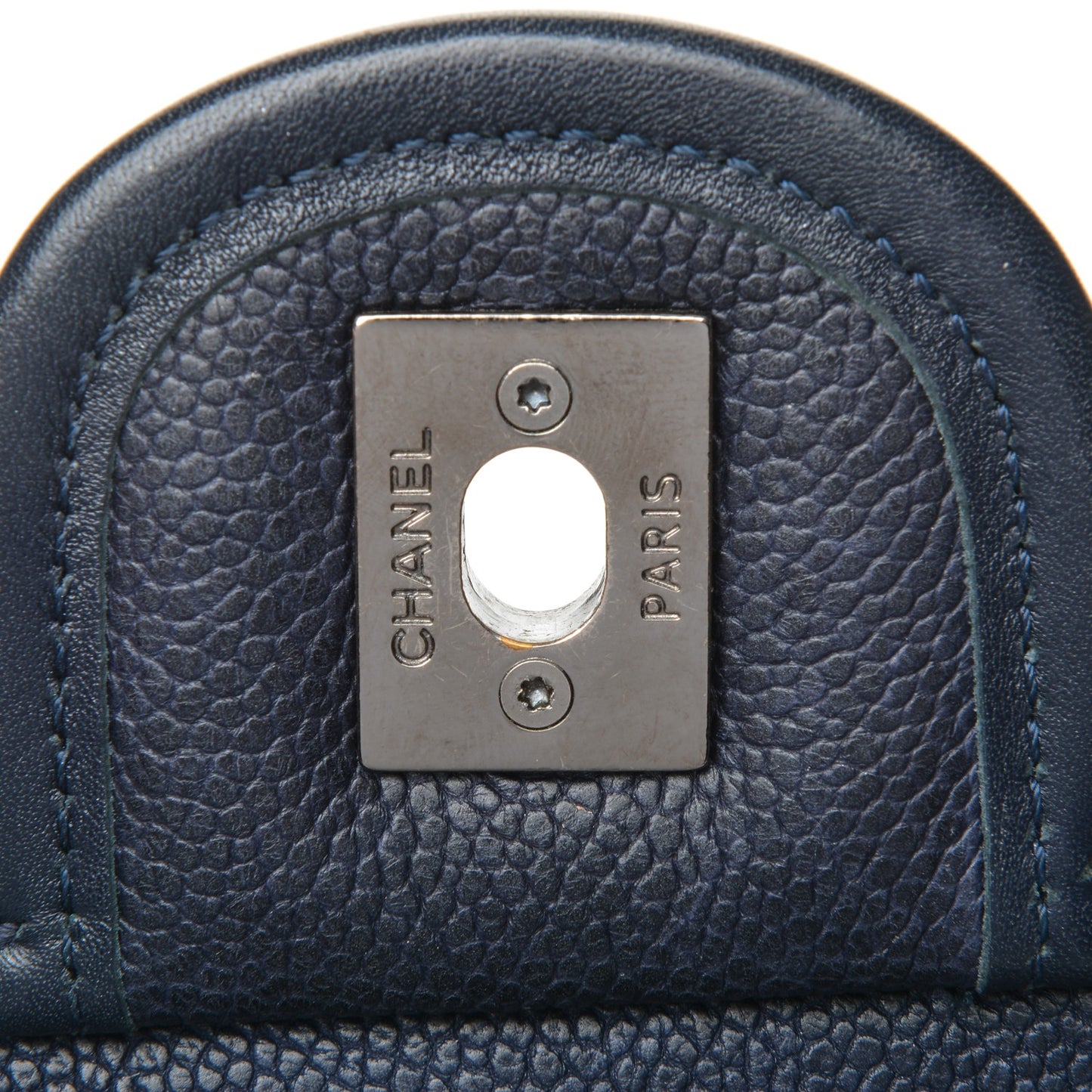 Caviar Quilted Medium French Riviera Flap Dark Navy Blue