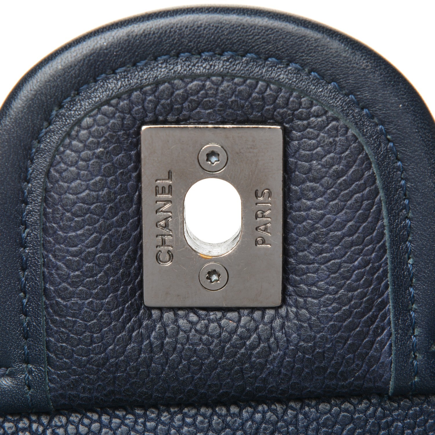 Chanel Caviar Quilted Medium French Riviera Flap Dark Navy Blue 6 of 8