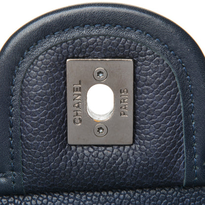 Chanel Caviar Quilted Medium French Riviera Flap Dark Navy Blue 6 of 8