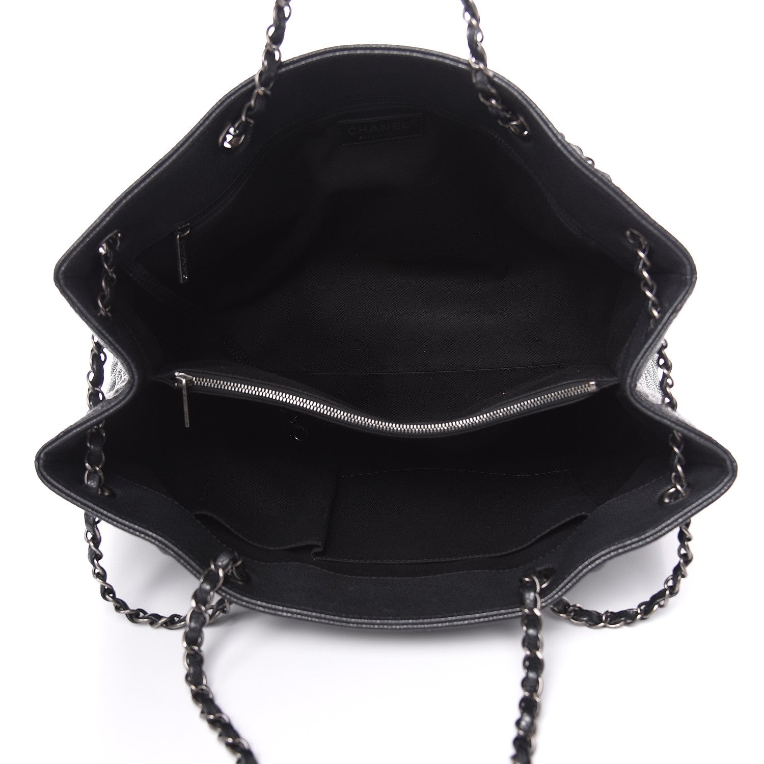 Chanel Metallic Grained Calfskin Woven Chain Large Shopping Bag Black 5 of 15