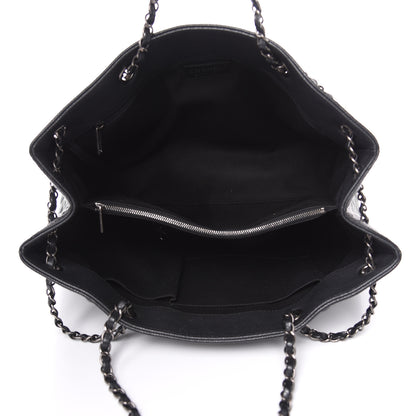 Chanel Metallic Grained Calfskin Woven Chain Large Shopping Bag Black 5 of 15