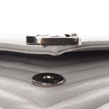 Saint Laurent Sheepskin Matelasse Chevron Monogram Large College Satchel Light Grey 12 of 12