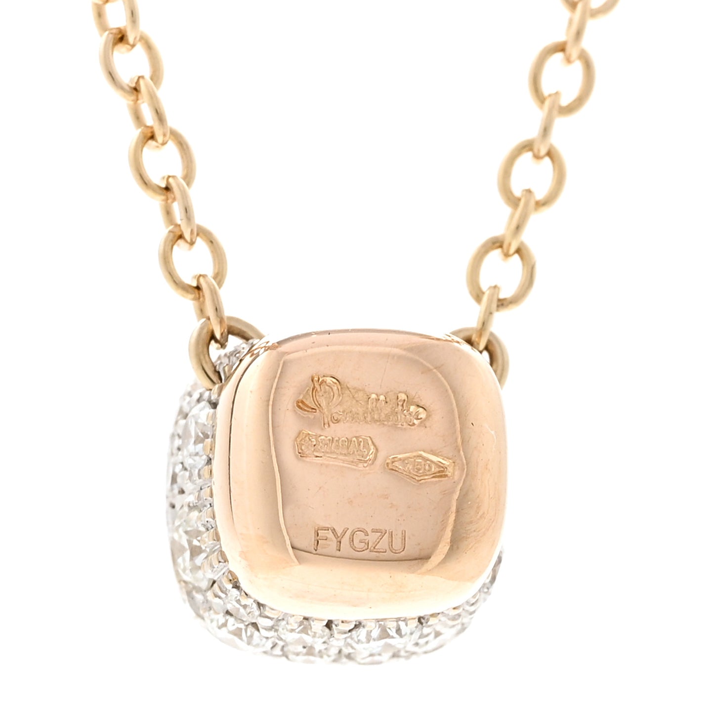 18K Rose White Gold Diamond Nudo Pendant Necklace