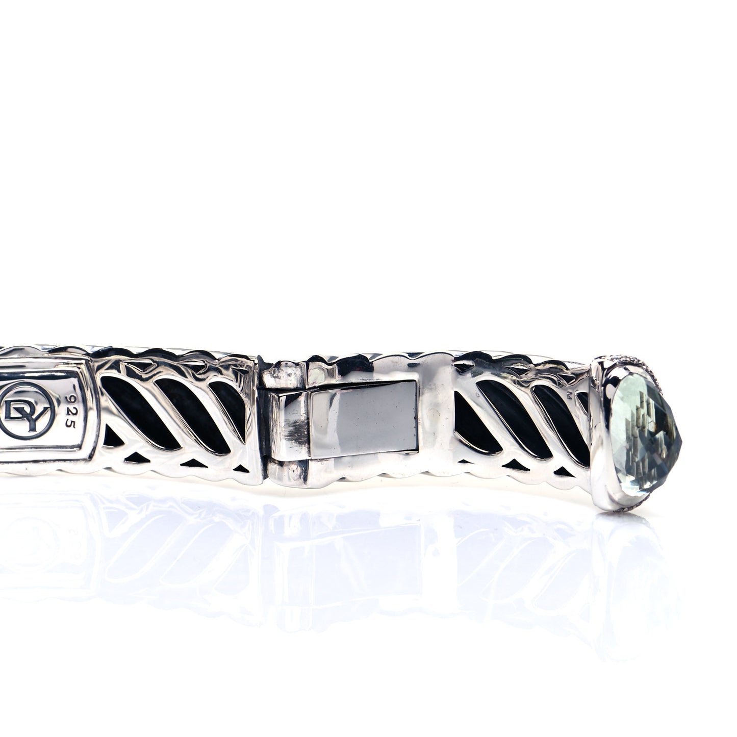 Sterling Silver Prasiolite Diamond 16mm Waverly Bracelet
