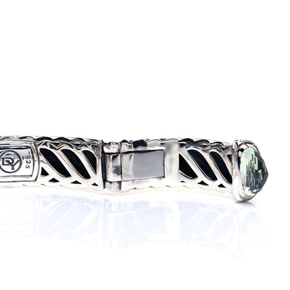 David Yurman Sterling Silver Prasiolite Diamond 16mm Waverly Bracelet 5 of 6