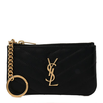 Saint Laurent Calfskin Matelasse Monogram Key Pouch Black 1 of 9
