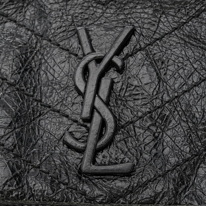 Saint Laurent Crinkled Calfskin Matelasse Monogram Baby Niki Chain Satchel Black 11 of 12