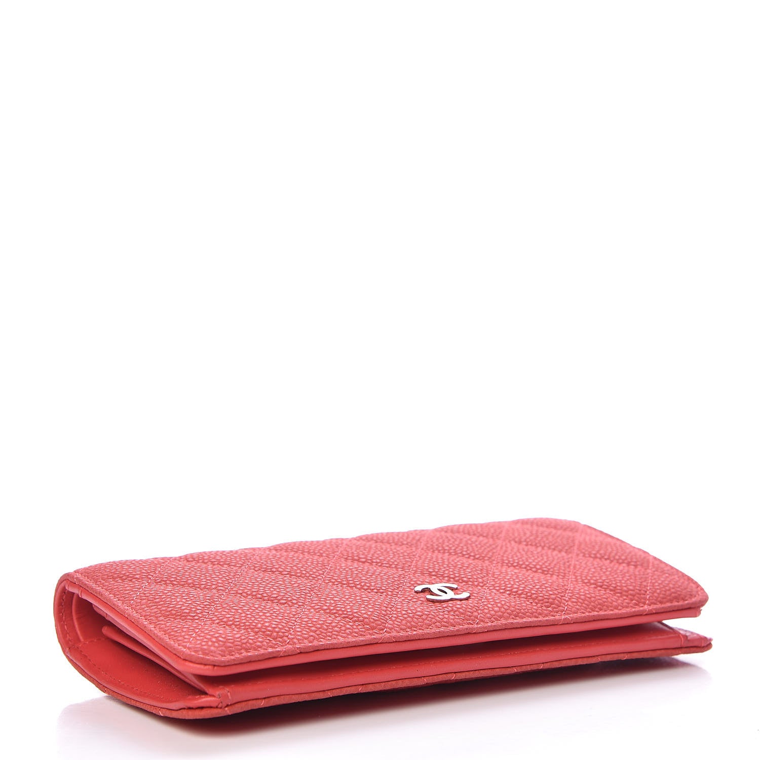 Chanel Iridescent Caviar Quilted Yen Wallet Coral Pink 3 of 10