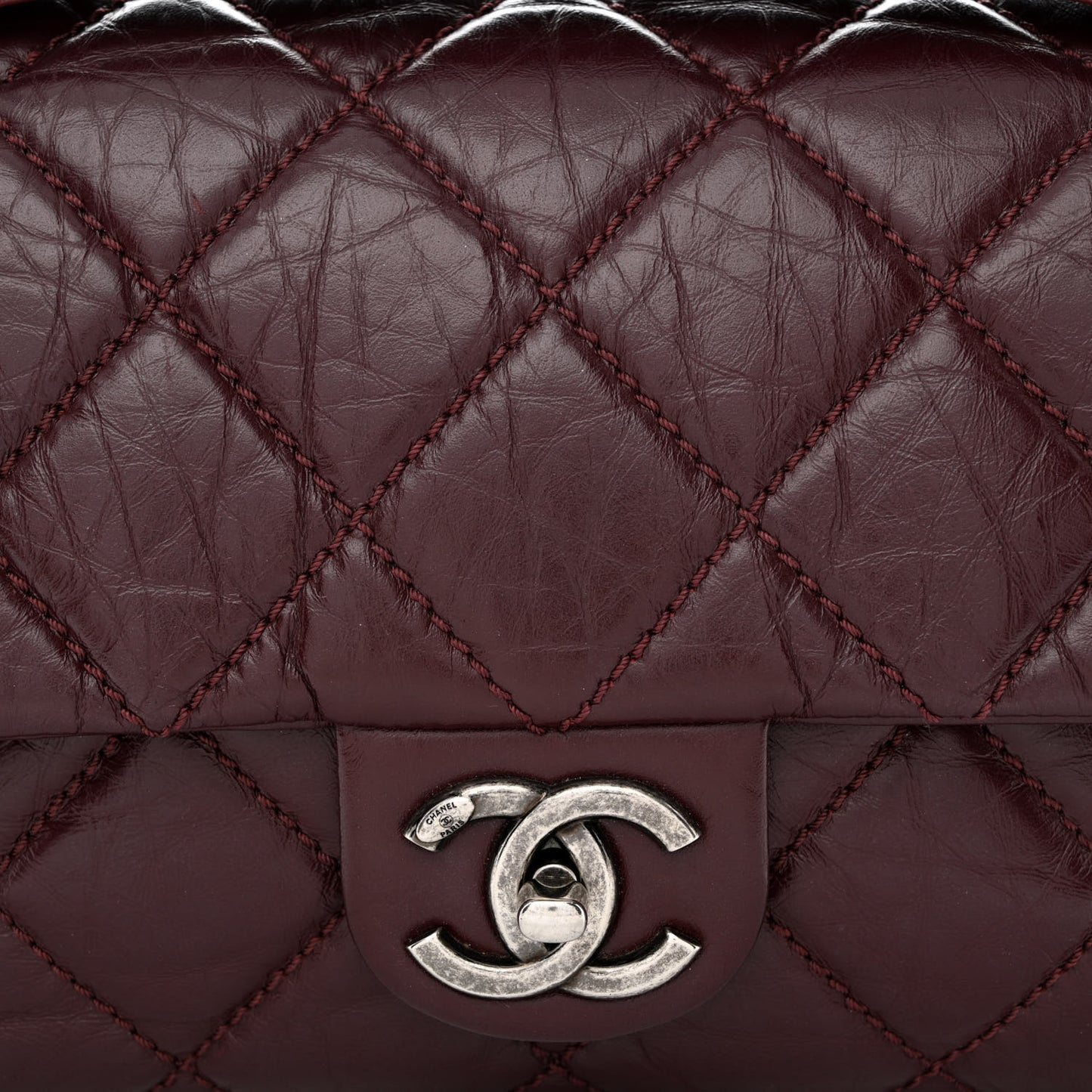 Aged Calfskin Medium New Portobello Flap Burgundy