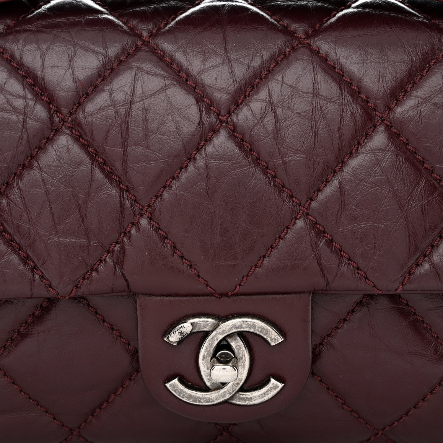 Chanel Aged Calfskin Medium New Portobello Flap Burgundy 8 of 14