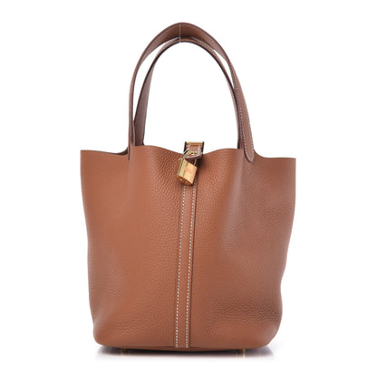 Hermes Taurillon Clemence Picotin Lock 22 MM Gold 1 of 10