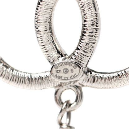 Chanel Crystal Pearl CC Drop Earrings Silver 4 of 4