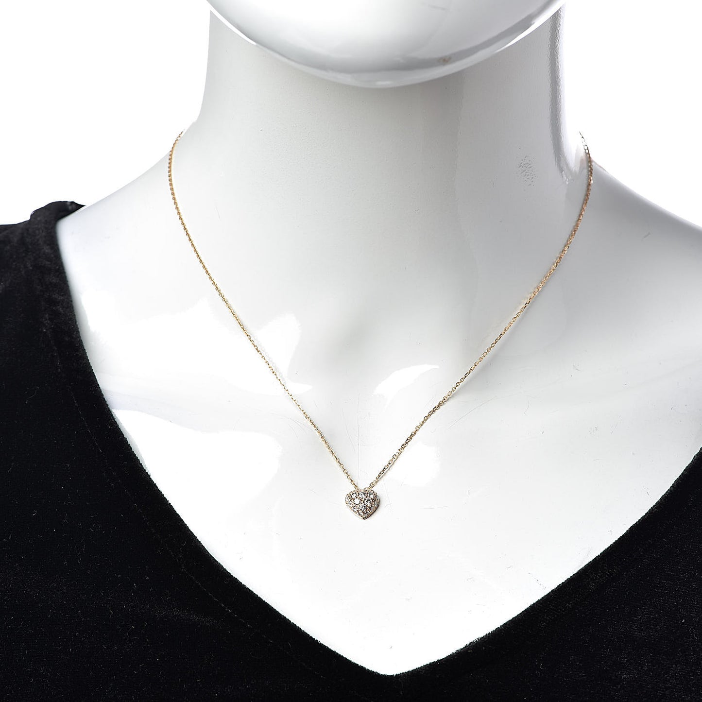 18K Pink Gold Diamond Heart Paved Pendant Necklace