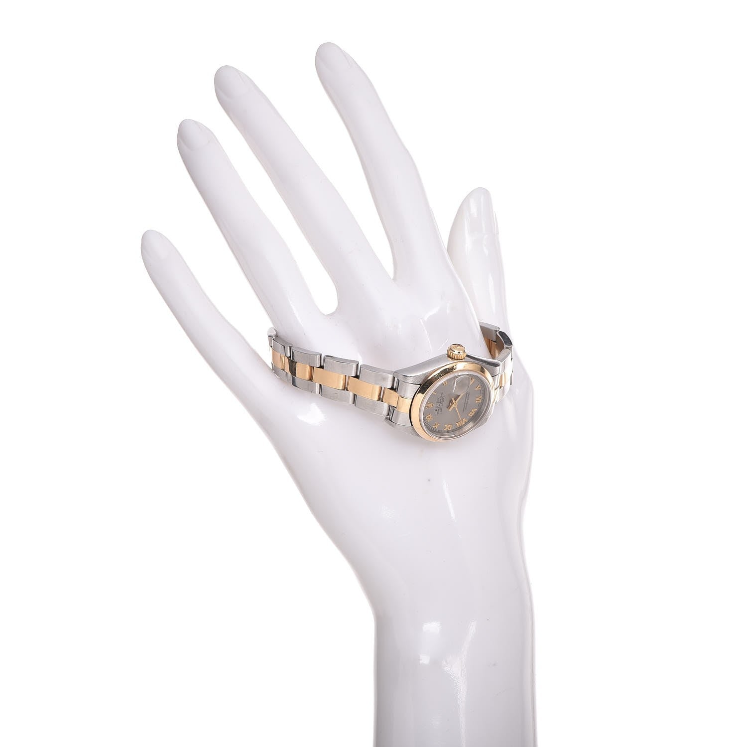 Rolex Stainless Steel 18K Yellow Gold 26mm Oyster Perpetual DateJust Watch Slate Roman 69163 2 of 9