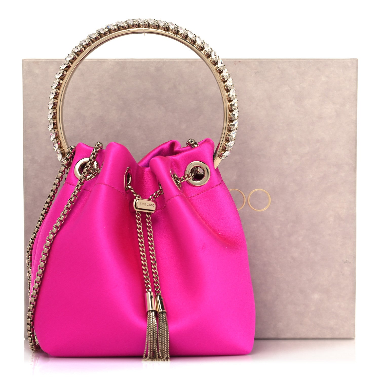 Jimmy Choo Satin Crystal Embellished Bon Bon Bag Fuchsia 8 of 8