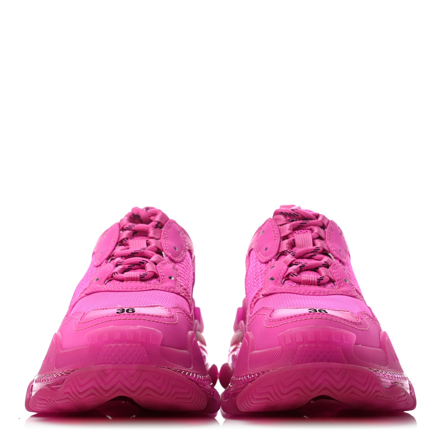 Fabric Mesh Clear Sole Fluo Womens Triple S Sneakers 36 Pink