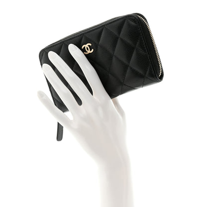 Chanel Caviar Quilted Medium Zip Around Wallet Black 2 of 9