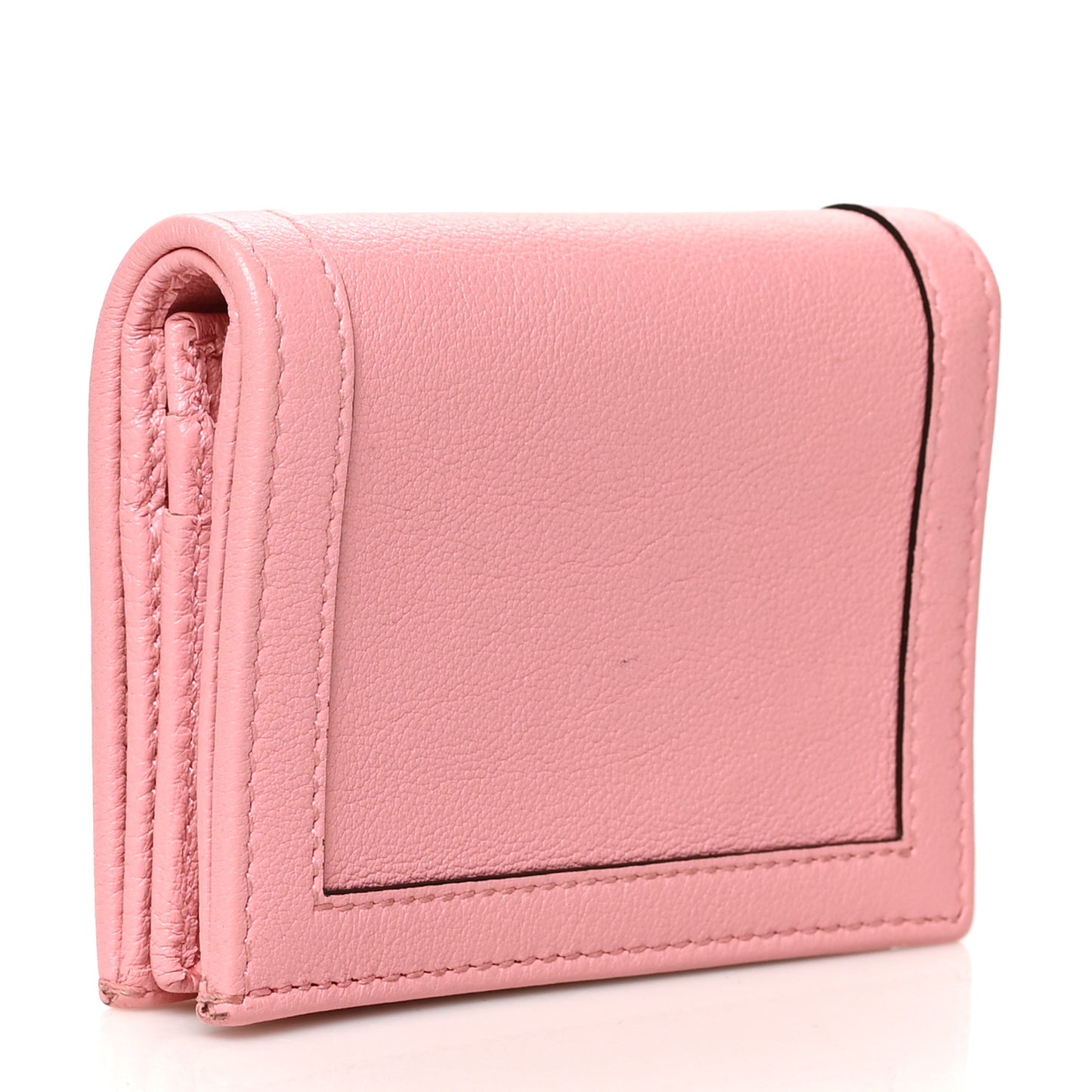 Wonka Grain Calfskin Diana Card Case Wallet Wild Rose
