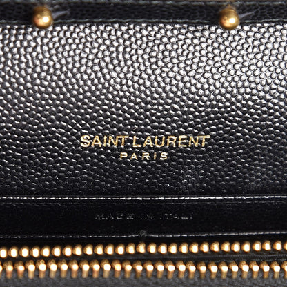 Saint Laurent Grain De Poudre Matelasse Chevron Monogram Chain Wallet Black 6 of 8
