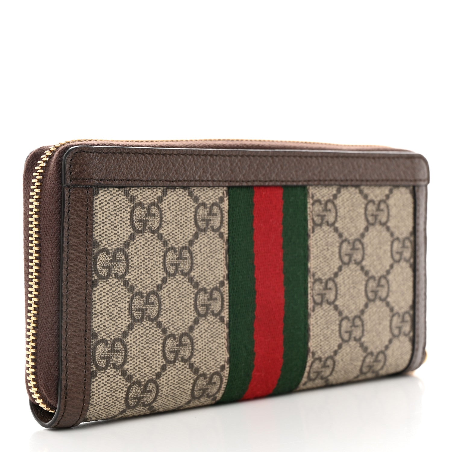 Gucci GG Supreme Monogram Web Ophidia Zip Around Wallet Brown 3 of 7
