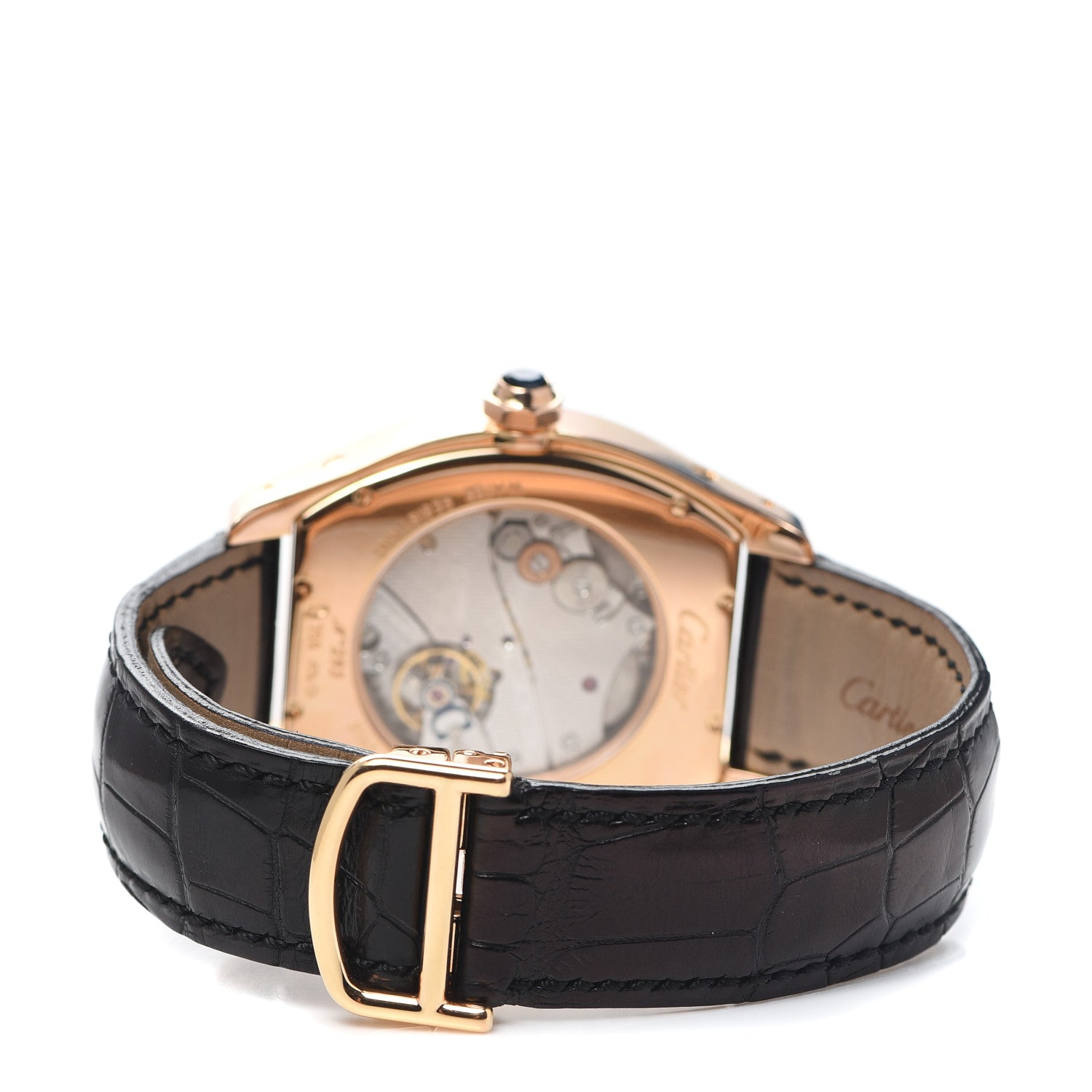 Cartier 18K Pink Gold Alligator 38mm Tortue Manual Winding Watch 3 of 6