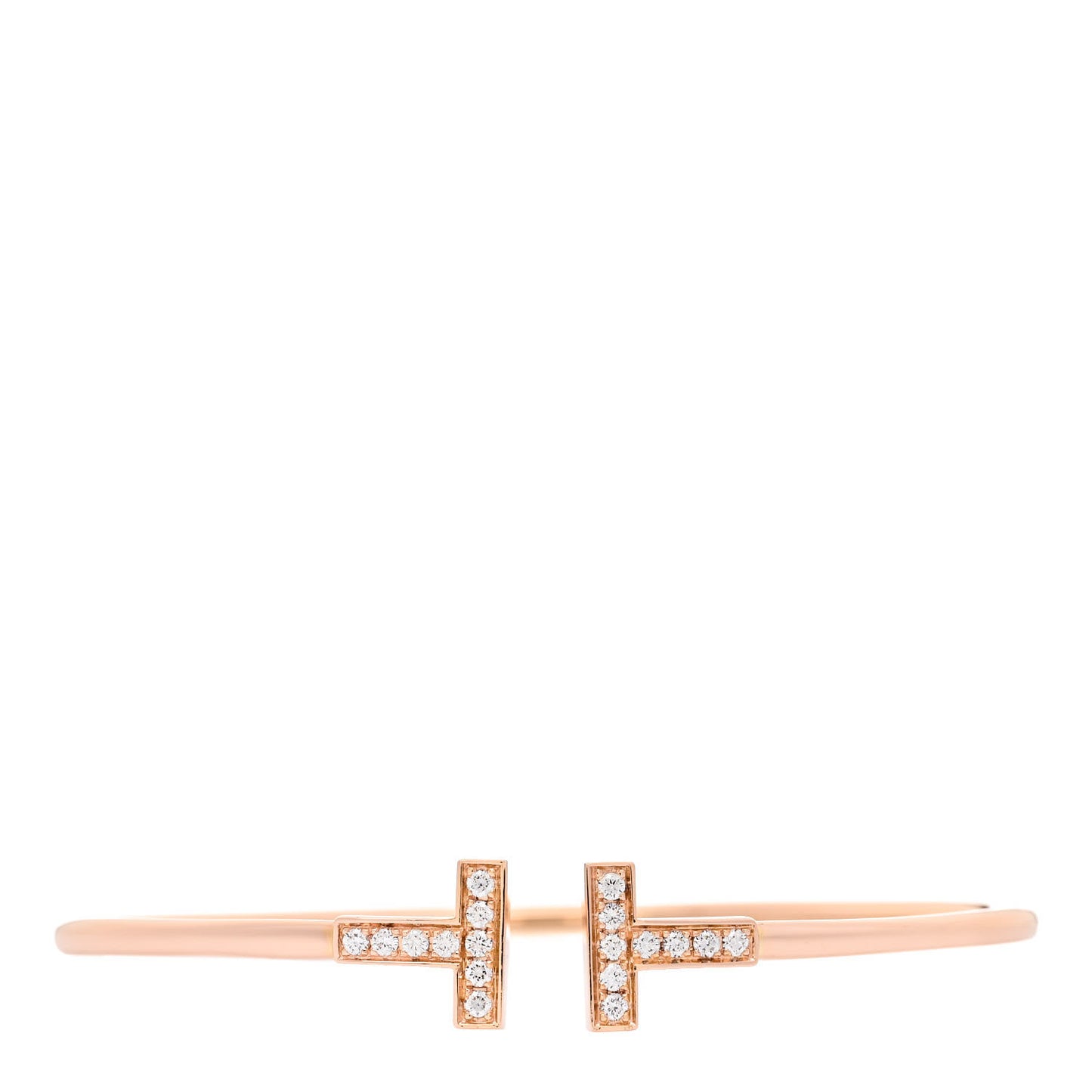 18K Rose Gold Diamond T Wire Bracelet