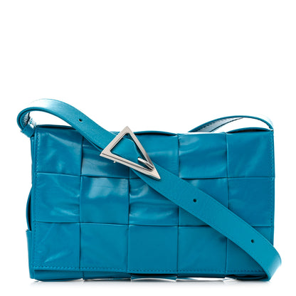 Bottega Veneta Paper Calfskin Maxi Intreccio Cassette Crossbody Bag Blue 1 of 9