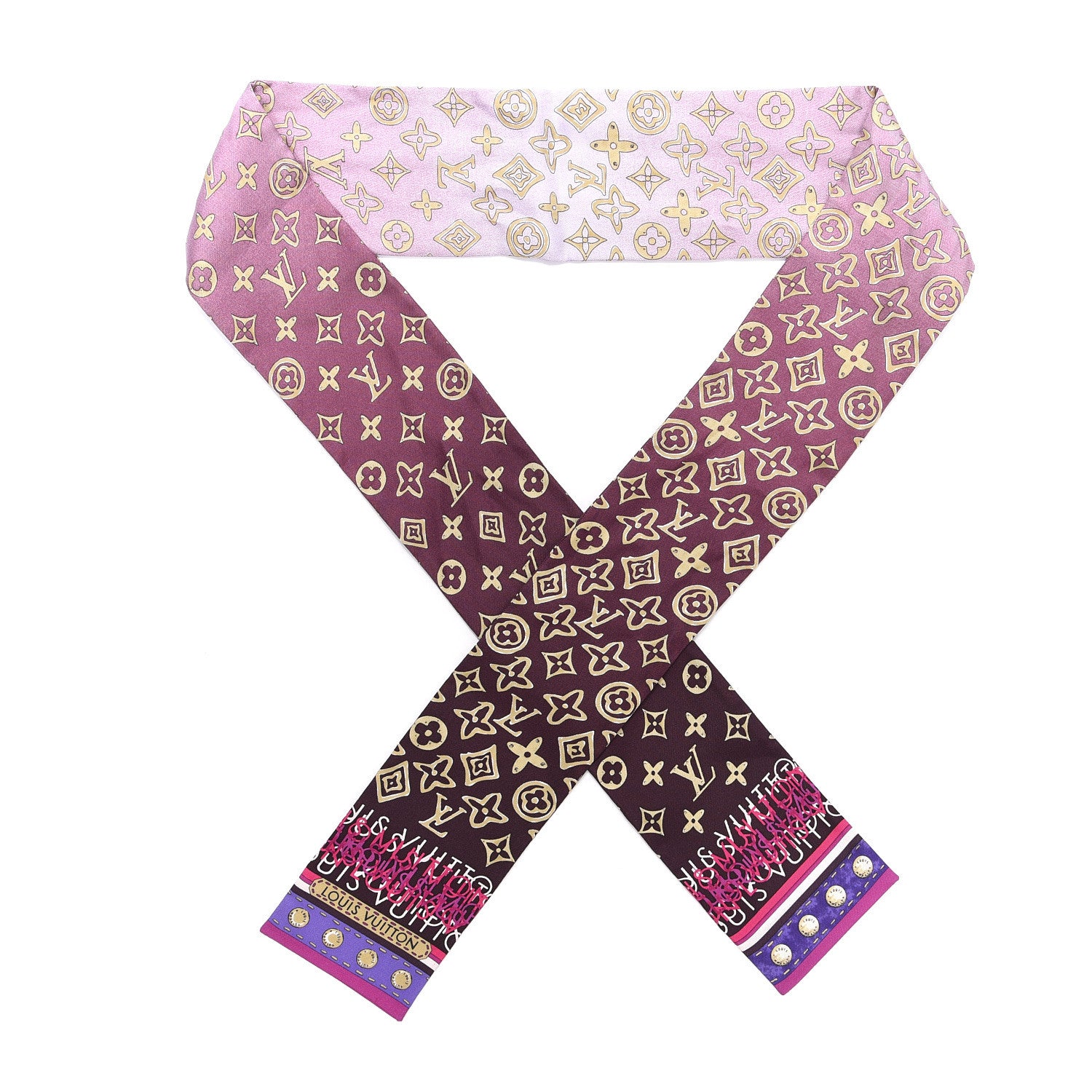 Louis Vuitton Silk Monogram Map Bandeau Cassis 1 of 4