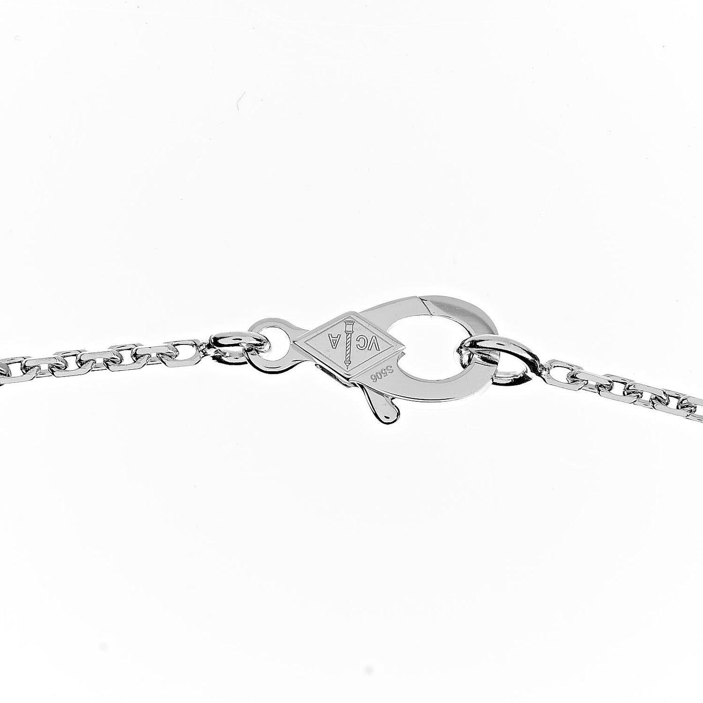 18K White Gold Mother of Pearl Vintage Alhambra Pendant Necklace