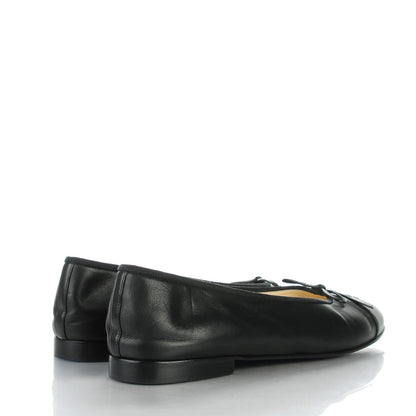 Chanel Lambskin Cap Toe CC Ballerina Flats 42 Black 4 of 11