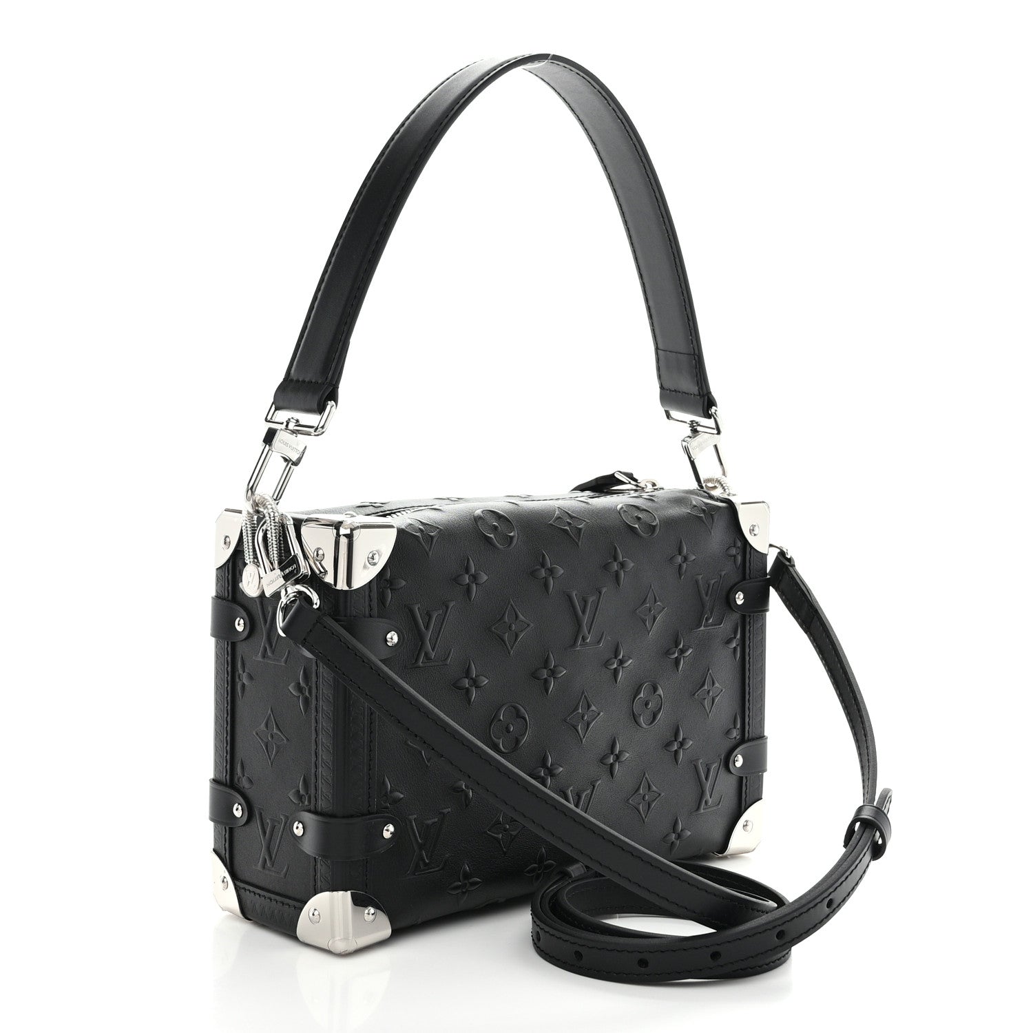 Louis Vuitton Calfskin Debossed Monogram Side Trunk Black 3 of 10