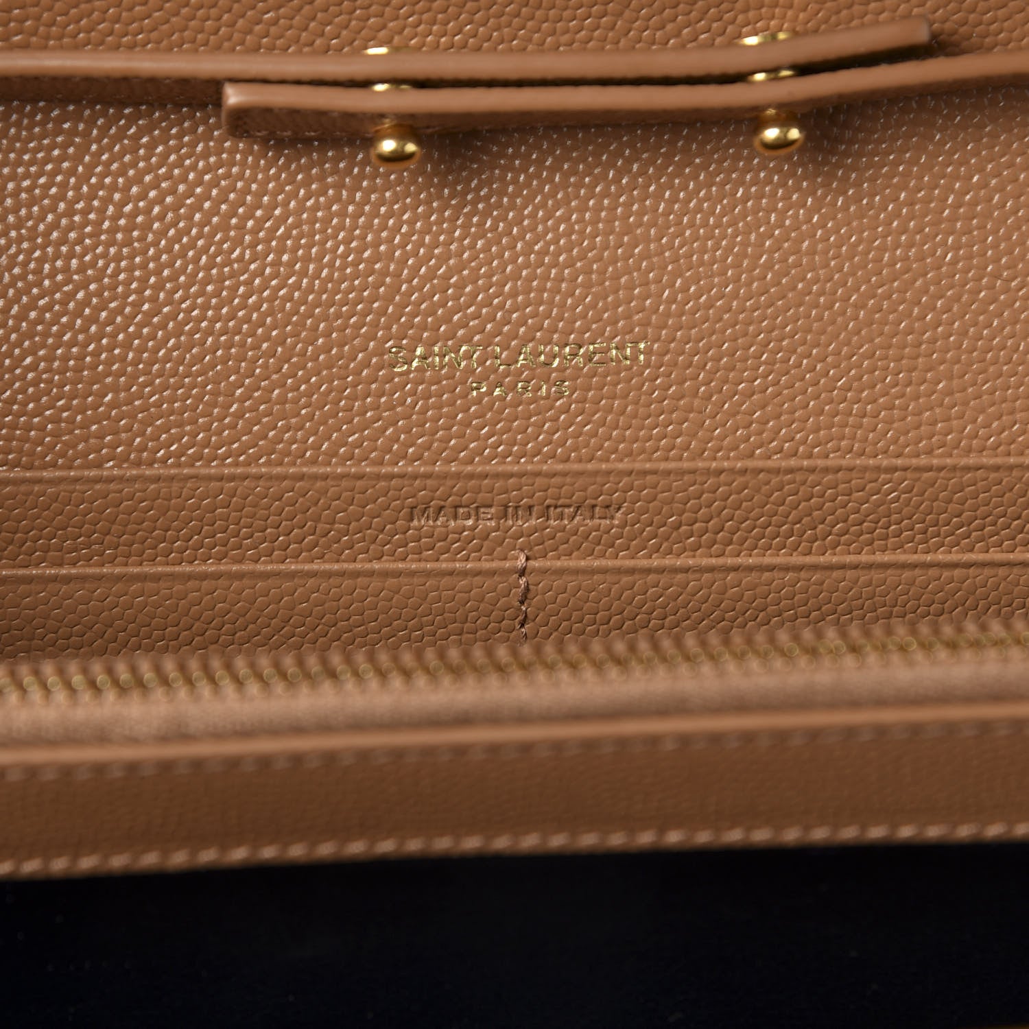 Saint Laurent Grain De Poudre Mixed Matelasse Triquilt Monogram Chain Wallet Dune 7 of 9