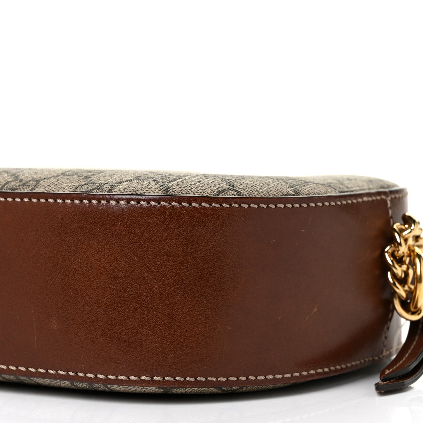 GG Supreme Monogram Cuoio Toscano Mini Chain Shoulder Bag Beige Ebony Cuir