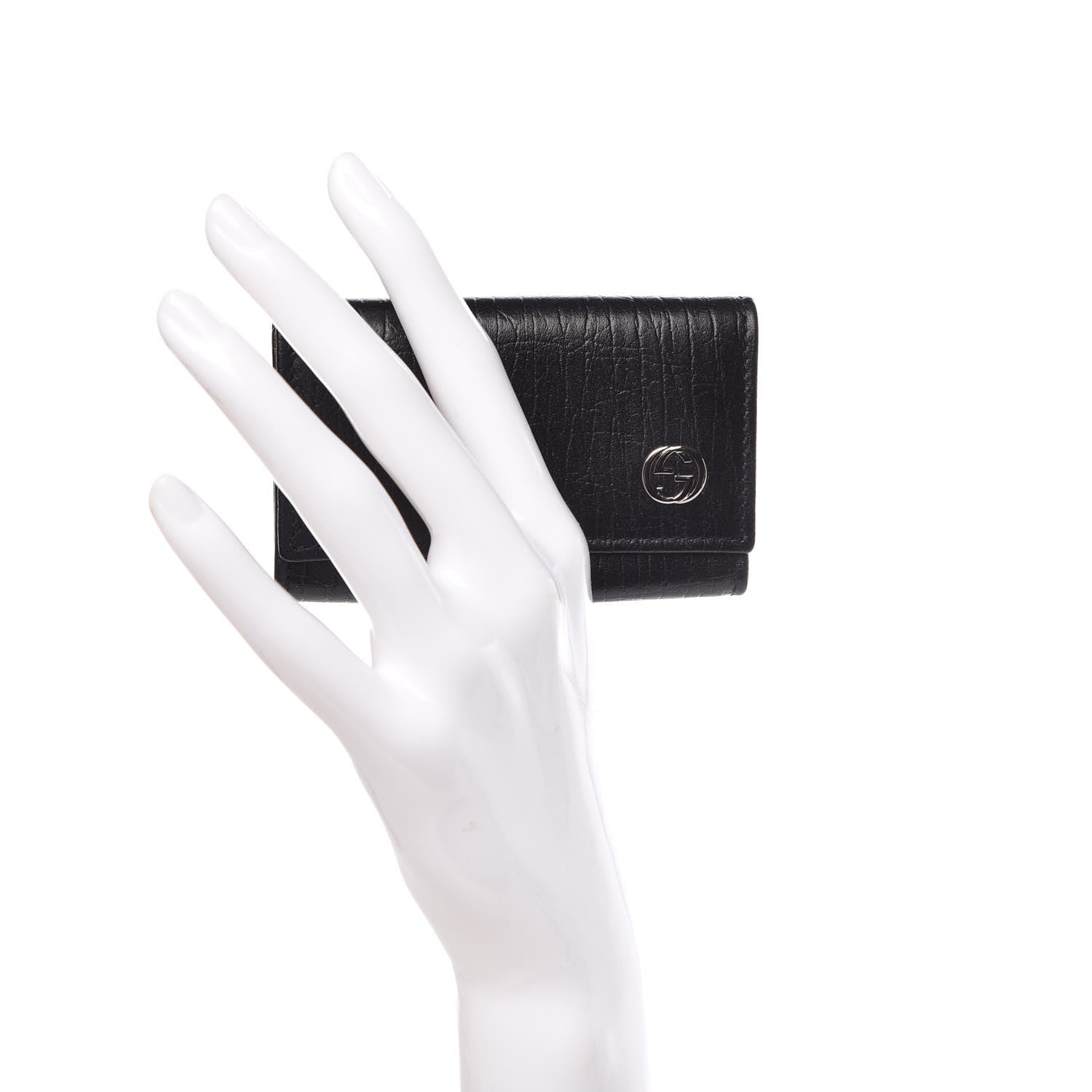 Gucci Calfskin Interlocking G 6 Key Holder Black 2 of 8