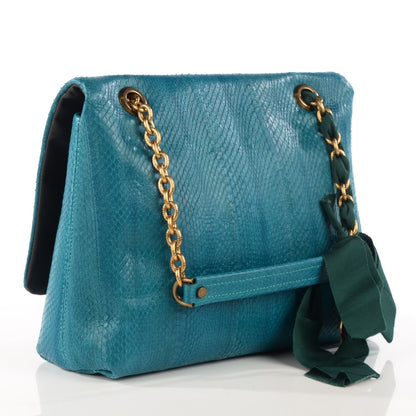 Lanvin Snakeskin Medium Happy Shoulder Bag Turquoise 3 of 7