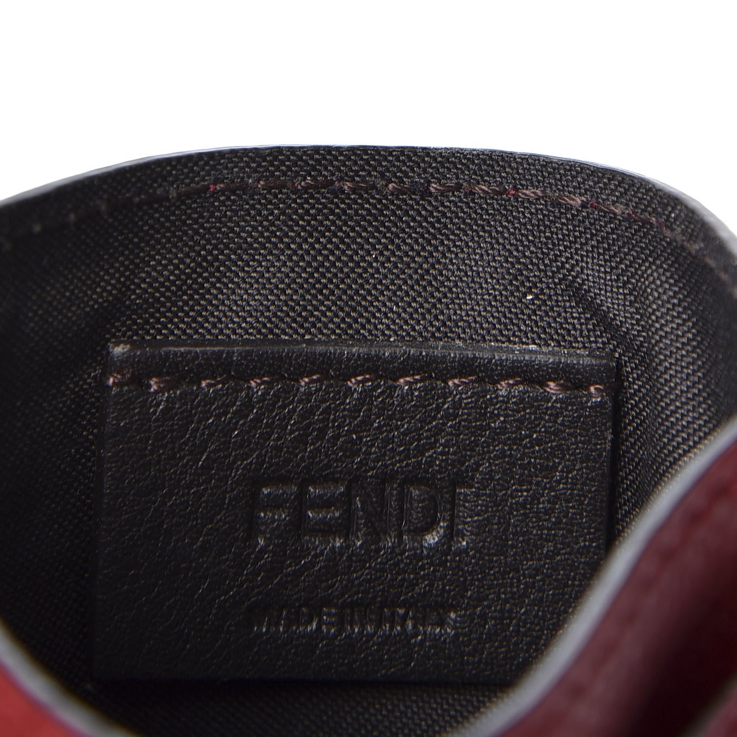 Fendi Vitello Cruise Bi-Color FF 1974 Embossed Card Holder Maya Black Fragola 7 of 8