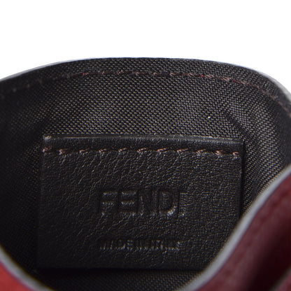 Fendi Vitello Cruise Bi-Color FF 1974 Embossed Card Holder Maya Black Fragola 7 of 8