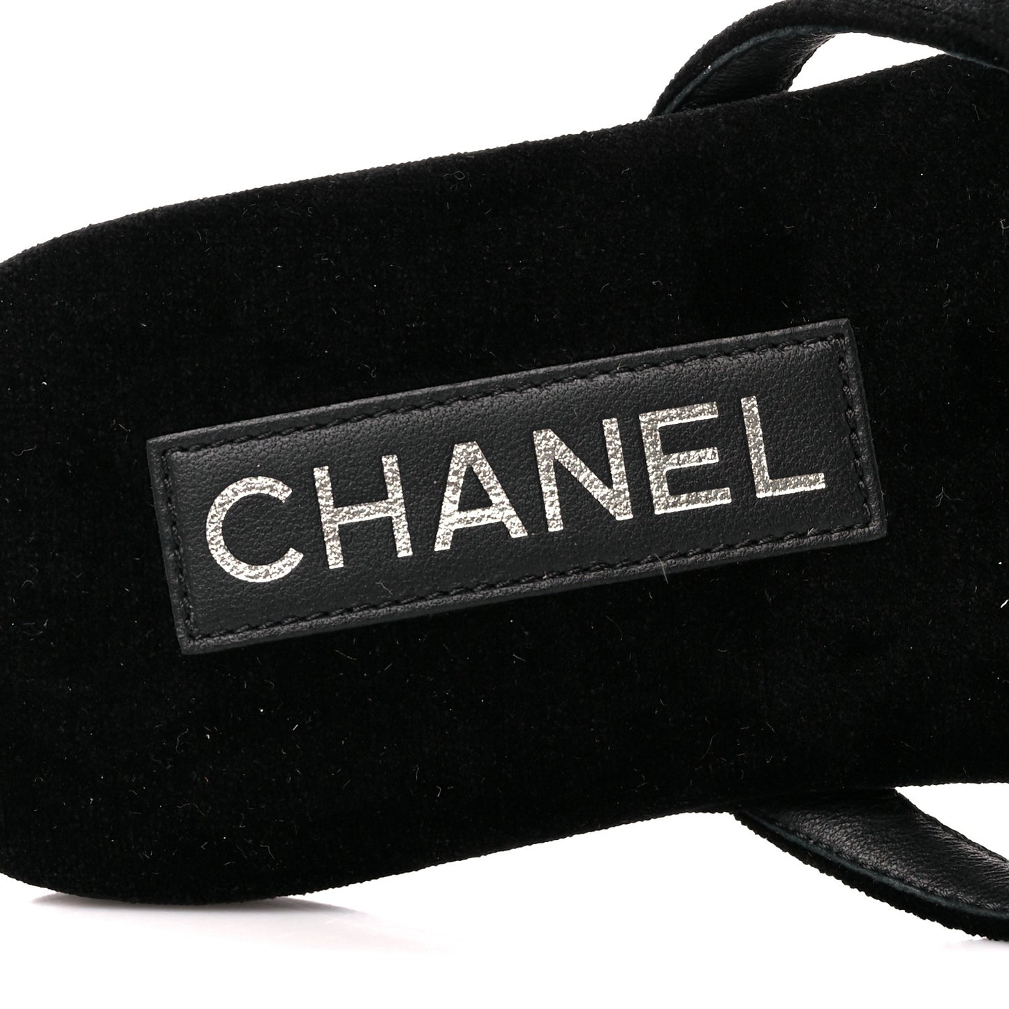 Velvet Crystal CC Thong Sandals 38 Black