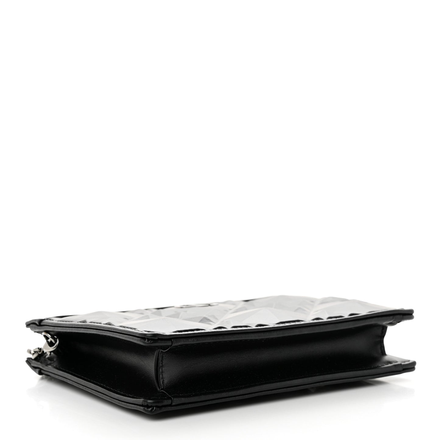 CHRISTIAN DIOR Calfskin Macrocannage Diamond Caro Zipped Pouch With Chain Black