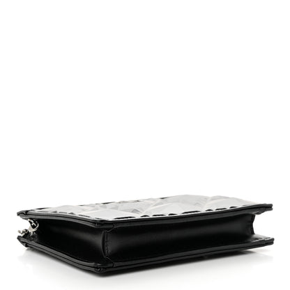 Christian Dior CHRISTIAN DIOR Calfskin Macrocannage Diamond Caro Zipped Pouch With Chain Black 4 of 11