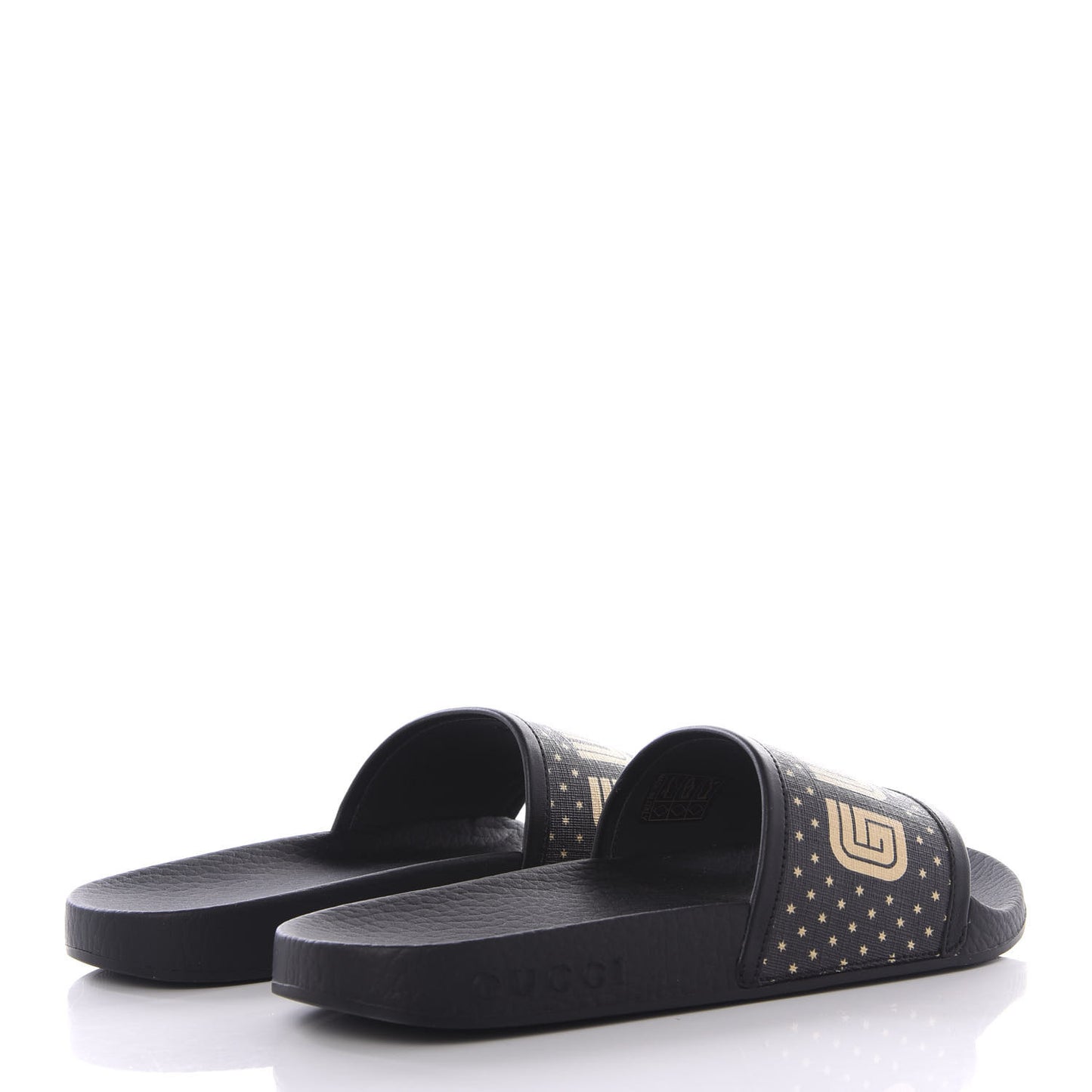 X SEGA Supreme Canvas GUCCY Stars Womens Slide Sandals 35 Black Gold