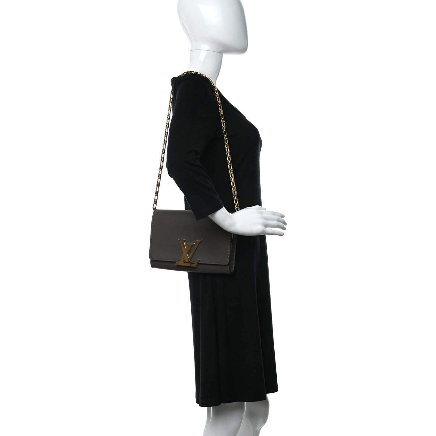Calfskin Chain Louise GM Granit