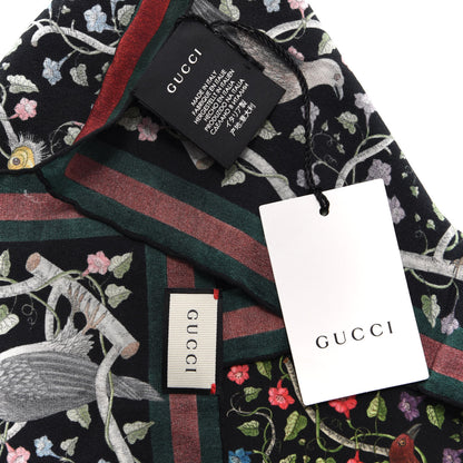 Gucci Silk Floral Condor Square Handkerchief Black 3 of 7