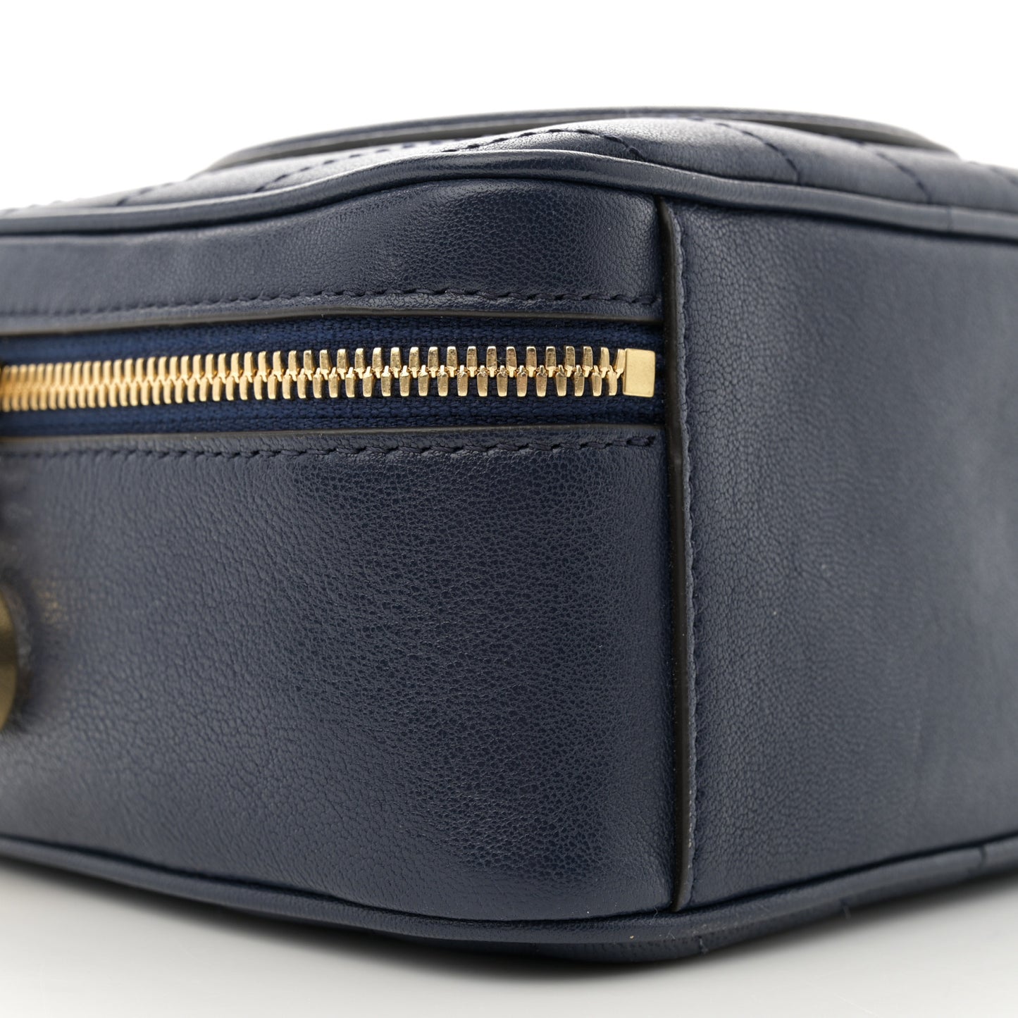Sakai Be Green Calfskin Diagonal Stitched Blondie Top Handle Bag Blue Agata