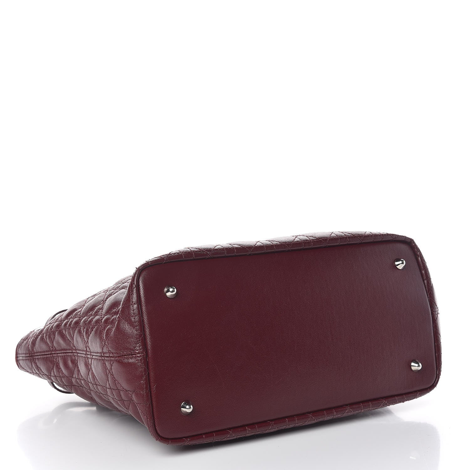 Christian Dior Coated Canvas Cannage Medium Panarea Tote Burgundy 4 of 15