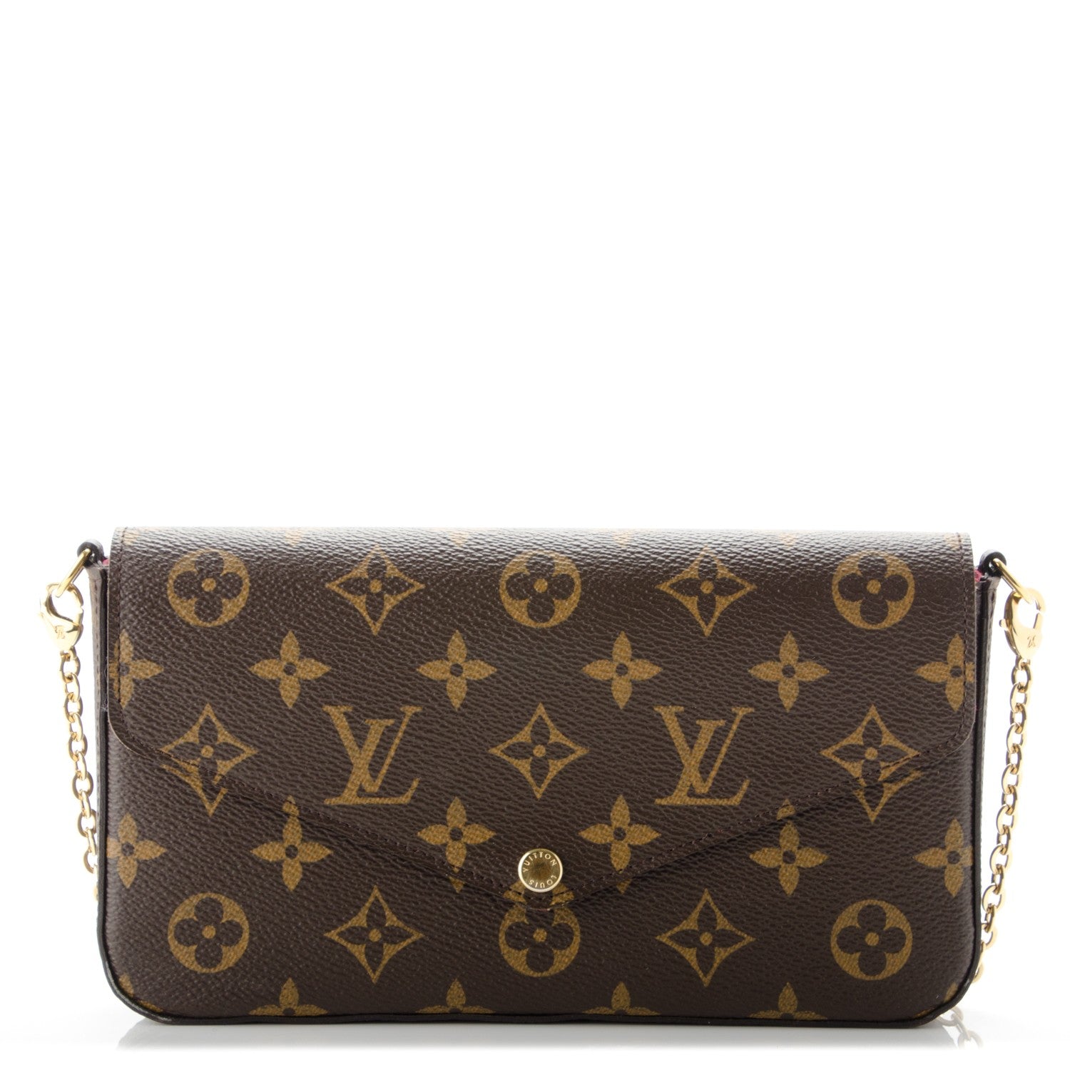 Louis Vuitton Monogram Pochette Felicie Chain Wallet Fuchsia 1 of 10
