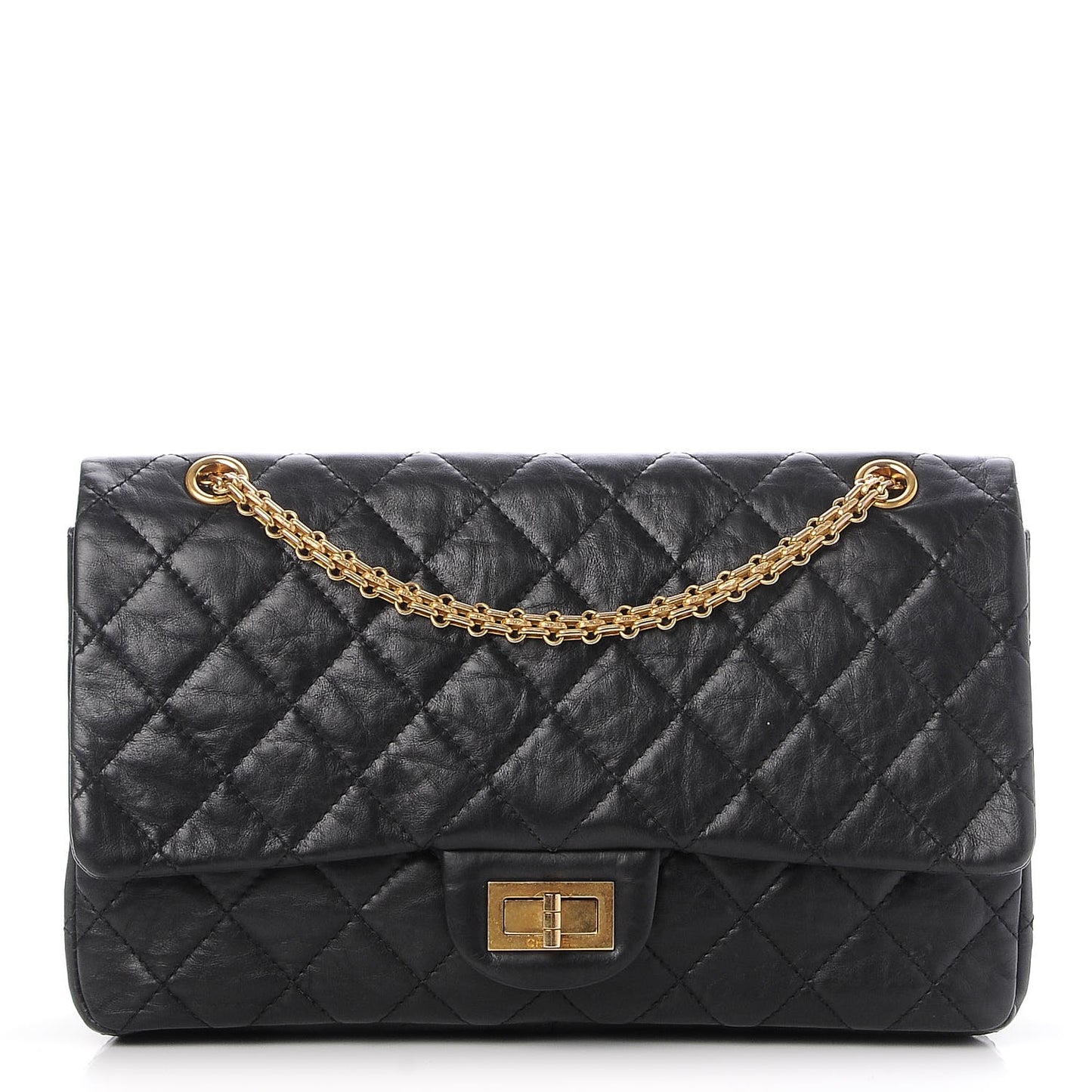 Aged Calfskin Quilted 2.55 Reissue 227 Flap Black