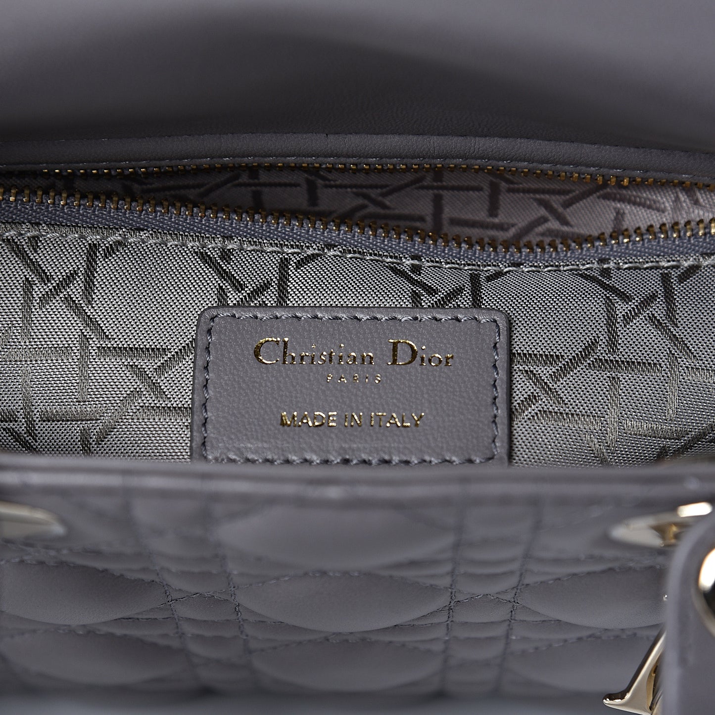 Lambskin Cannage Small Lucky Badges My Lady Dior Grey