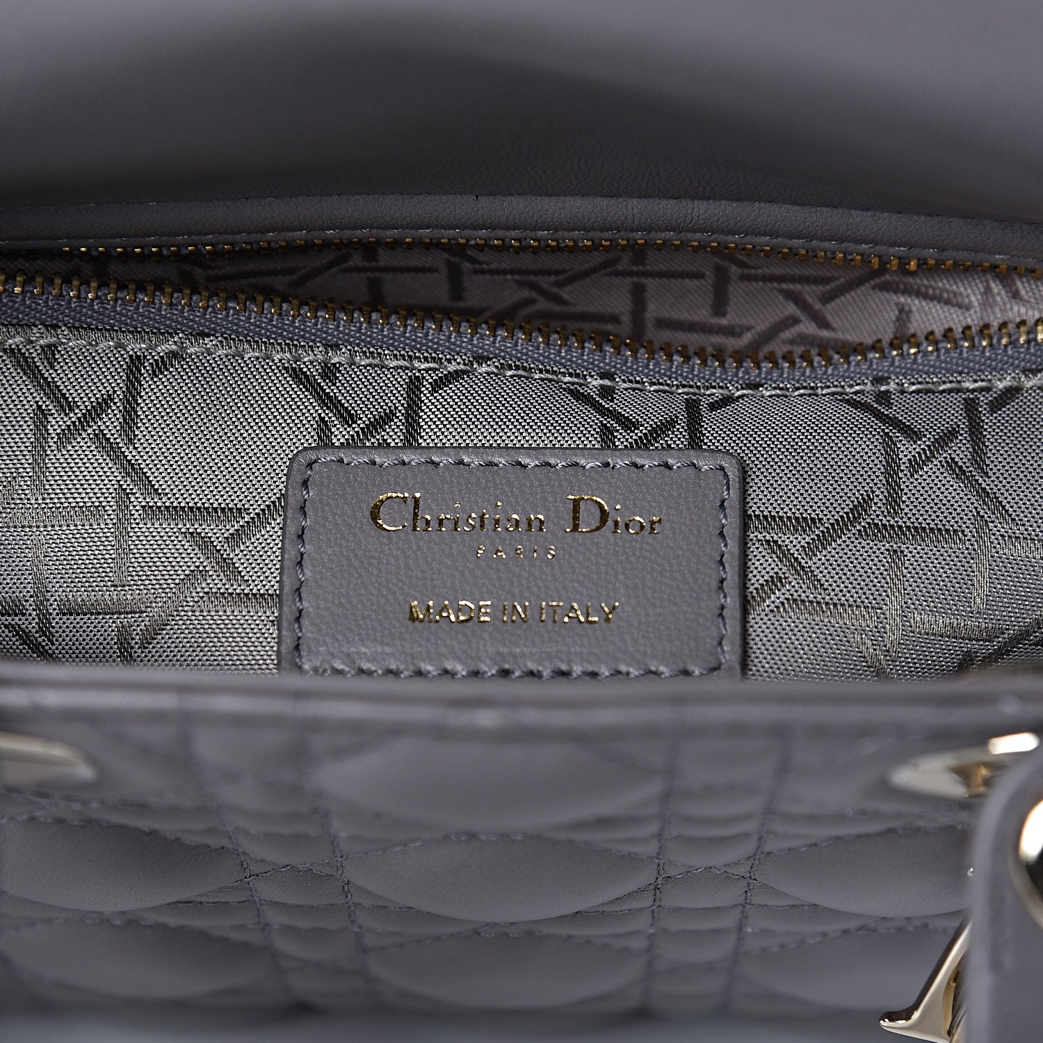 Christian Dior Lambskin Cannage Small Lucky Badges My Lady Dior Grey 6 of 11