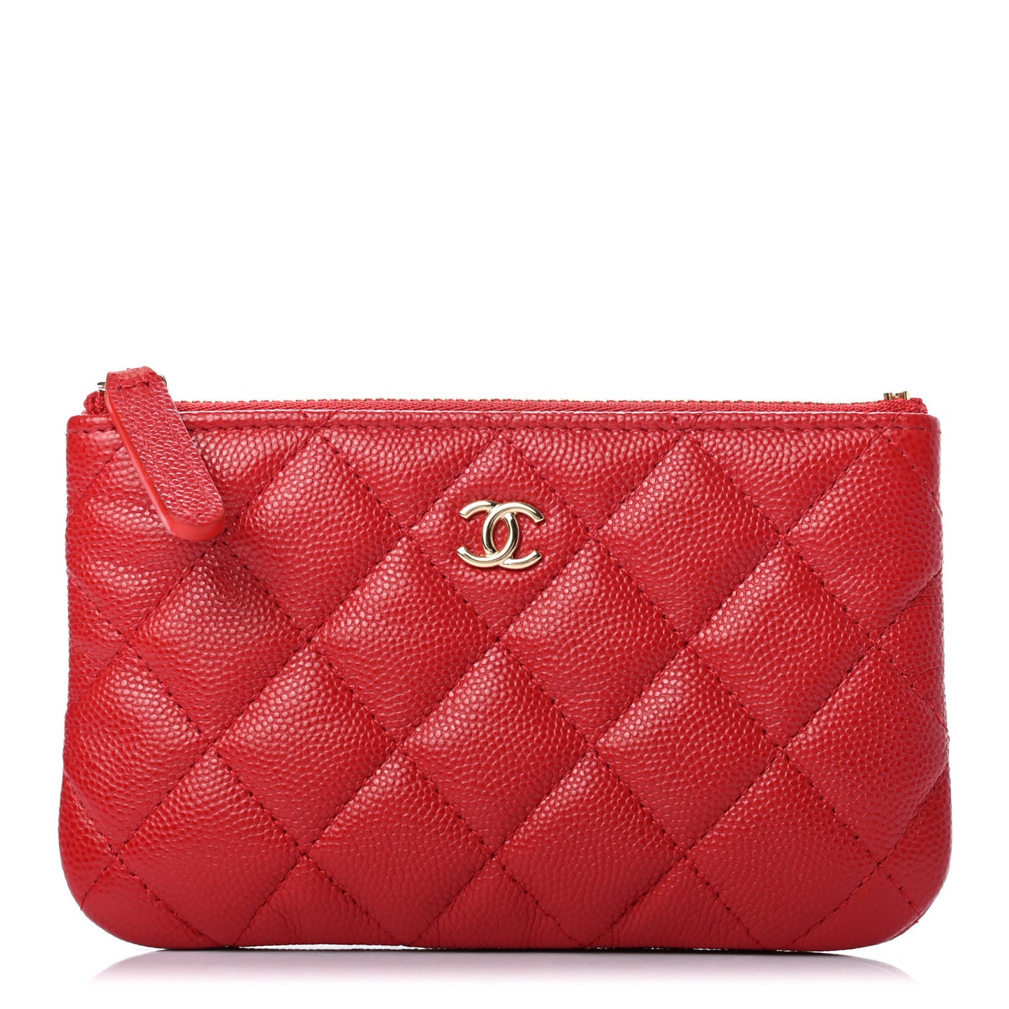 Caviar Quilted Small Cosmetic Case Red